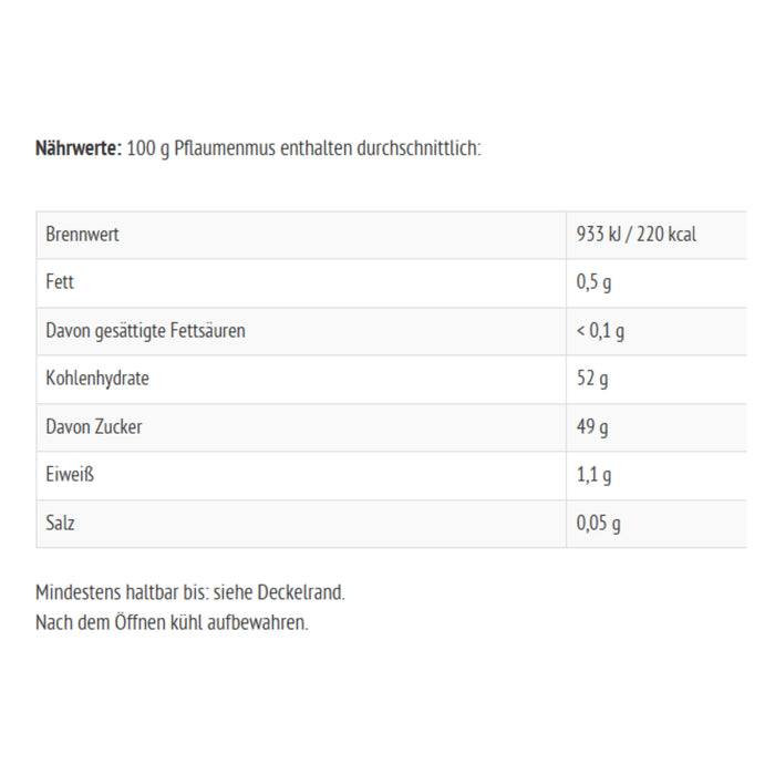 Pflaumenmus - gewürzt, 450g (Mühlhäuser)