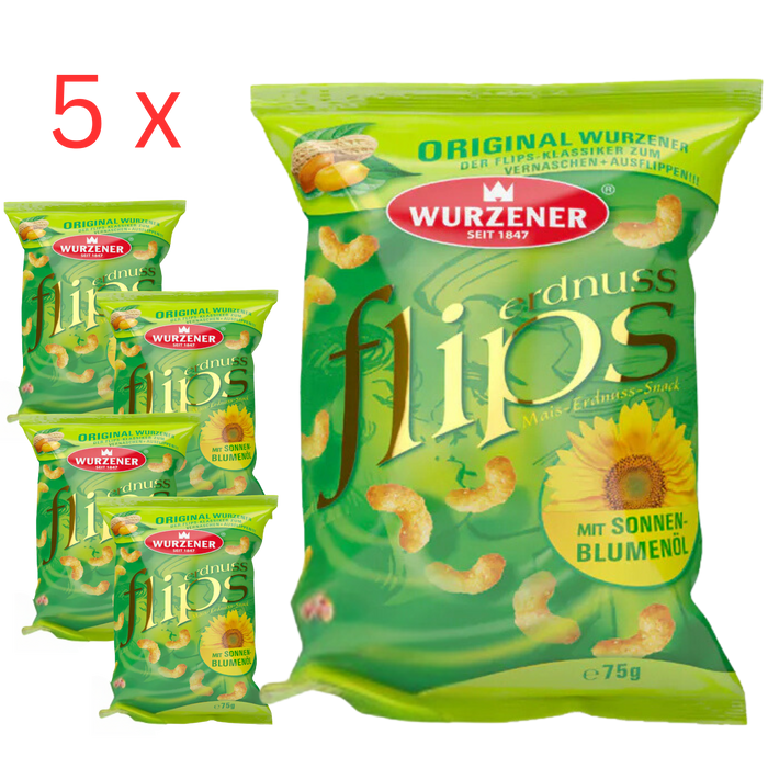 Wurzener Erdnußflips 75g, 5er Pack