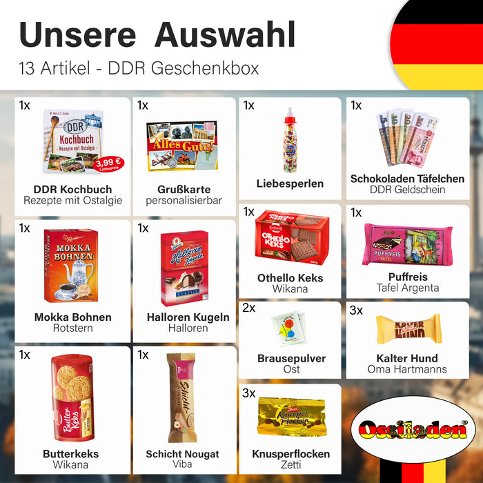 Geschenkbox Ostpaket "DDR SÜSSIGKEITEN BOX L"