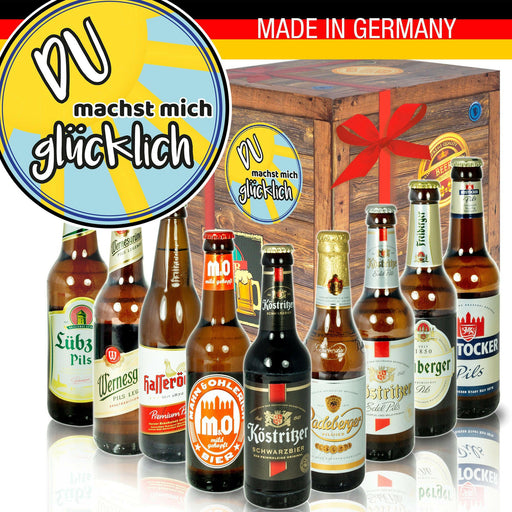 Du machst mich glücklich - Geschenkbox "Ostbiere" 9er Set - Ossiladen I Ostprodukte Versand