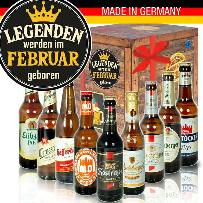 Legenden werden im Februar geboren - Geschenkbox "Ostbiere" 9er Set - Ossiladen I Ostprodukte Versand