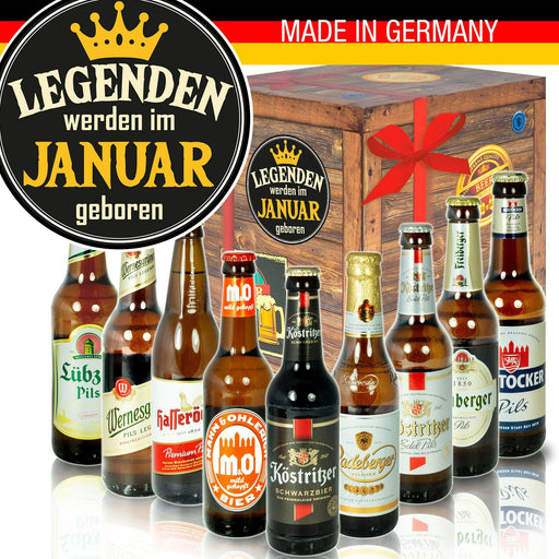 Legenden werden im Januar geboren - Geschenkbox "Ostbiere" 9er Set - Ossiladen I Ostprodukte Versand