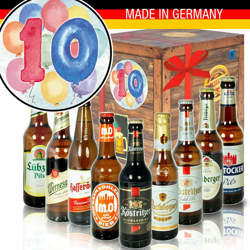 Zahl 10 - Geschenkbox "Ostbiere" 9er Set - Ossiladen I Ostprodukte Versand