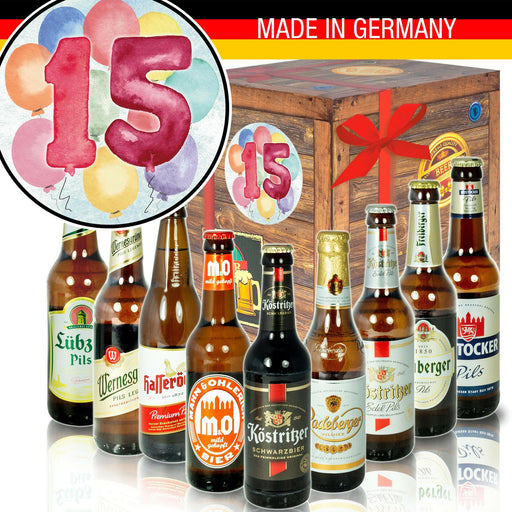 Zahl 15 - Geschenkbox "Ostbiere" 9er Set - Ossiladen I Ostprodukte Versand