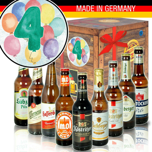 Zahl 4 - Geschenkbox "Ostbiere" 9er Set - Ossiladen I Ostprodukte Versand